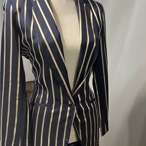 Striped Metallic Single-Button Jacket  size small